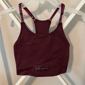 Balance Athletica Deep Red Textured Sports Bra